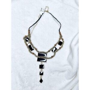 NEW Free People Lately Necklace Gold Black Bohemian Goddess Layered Statement